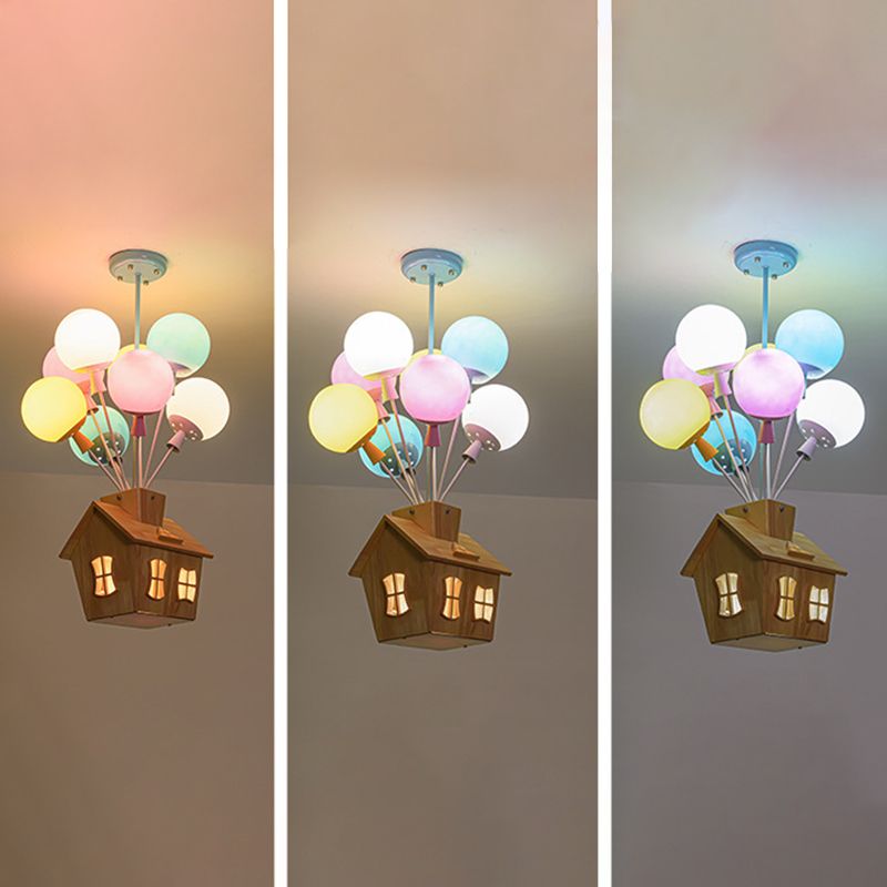 Contemporary Ceiling Lamp Colorful Glass Shade Flush Mount Light Fixture