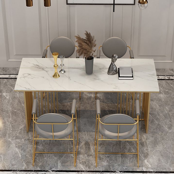 Rectangle Dining Table Traditional Luxury Dining Table with Iron Base
