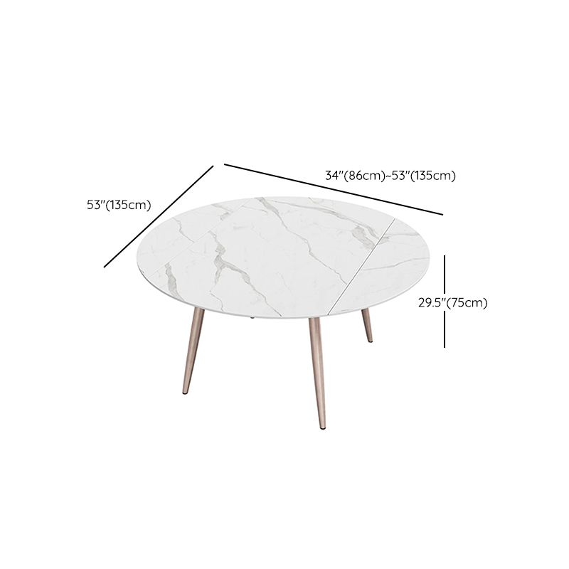 Metal and Slate Table Contemporary Style Home Retractable Round Dining Table