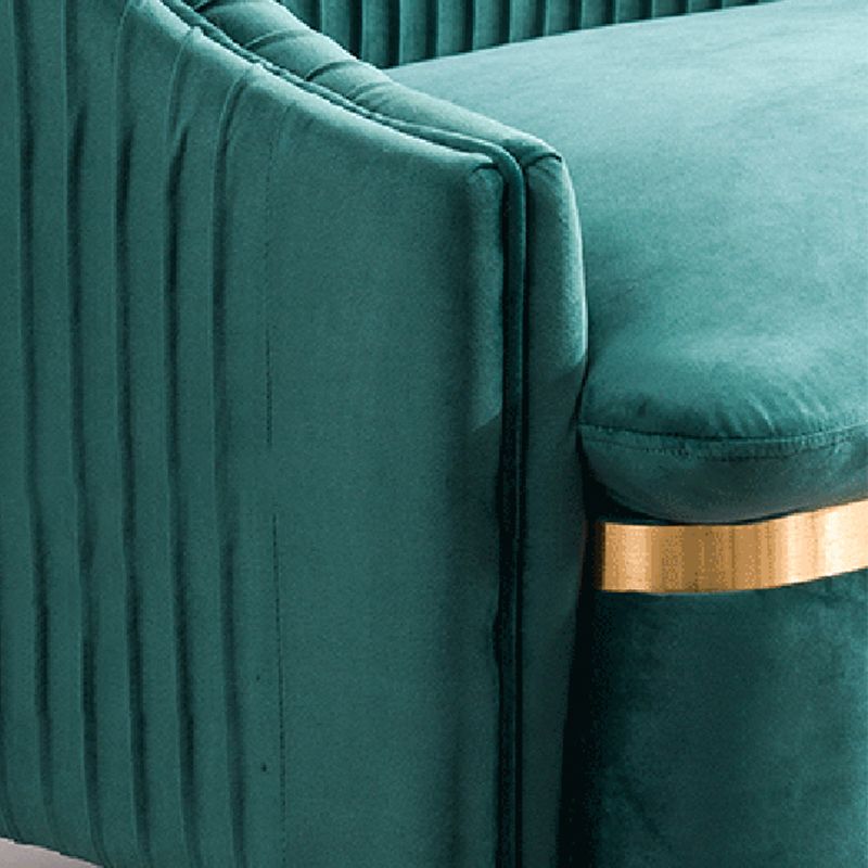 Contemporary Slopped Arm Sofa with Swen Pillow Back Velvet Sofa