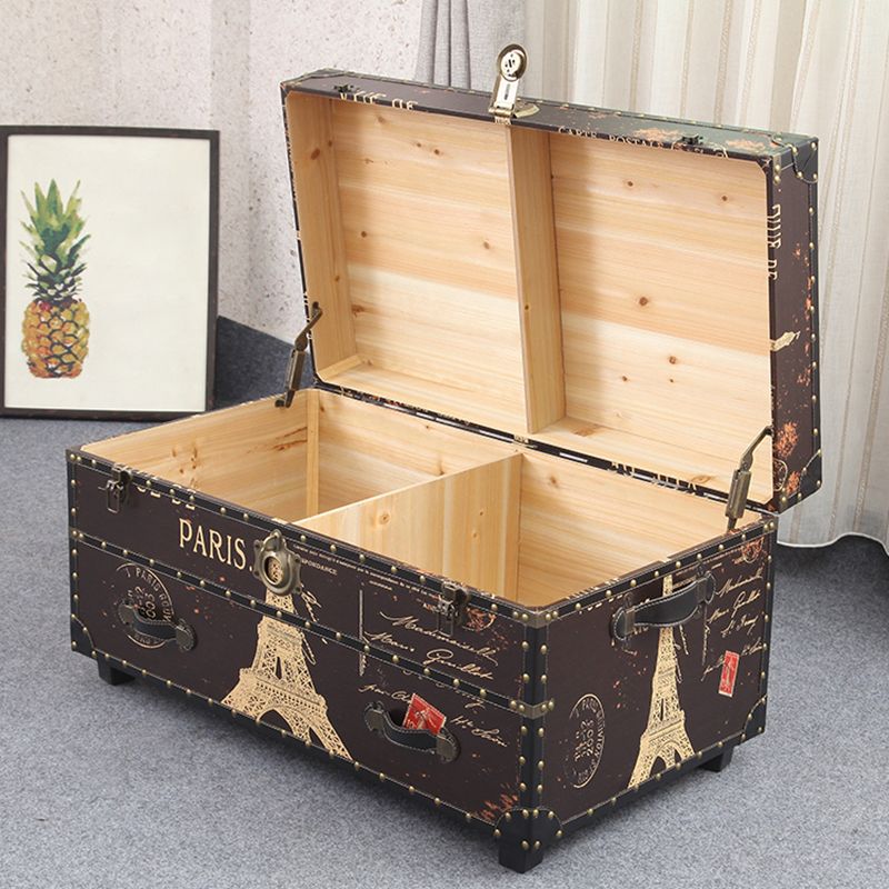 Scandinavian Trunk Storage Coffee Table Wooden Cocktail Table for Living Room