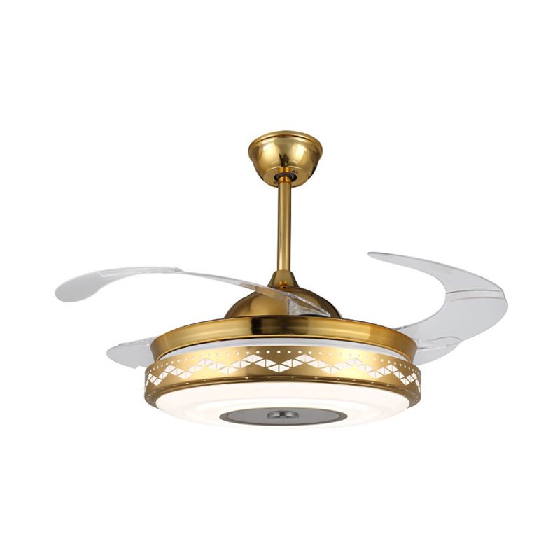 Metalen trommel 4 messen hanger ventilator lamp modernisme led semi -flush mount lamp armatuur, 19 "breed