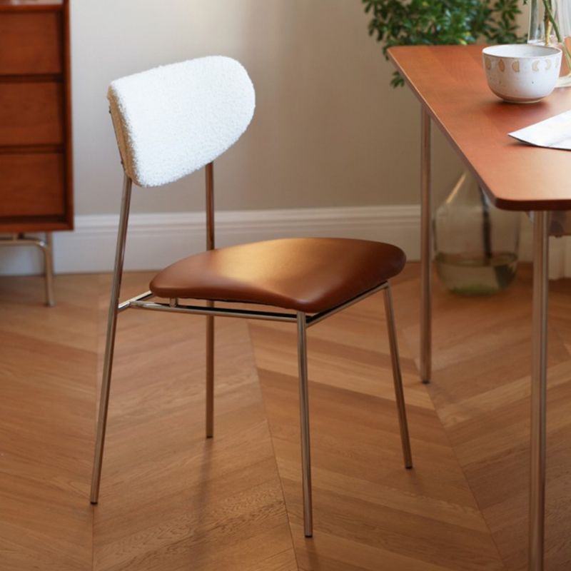 Contemporary Indoor Side Chair Silver Legs Open Back Dining Chair