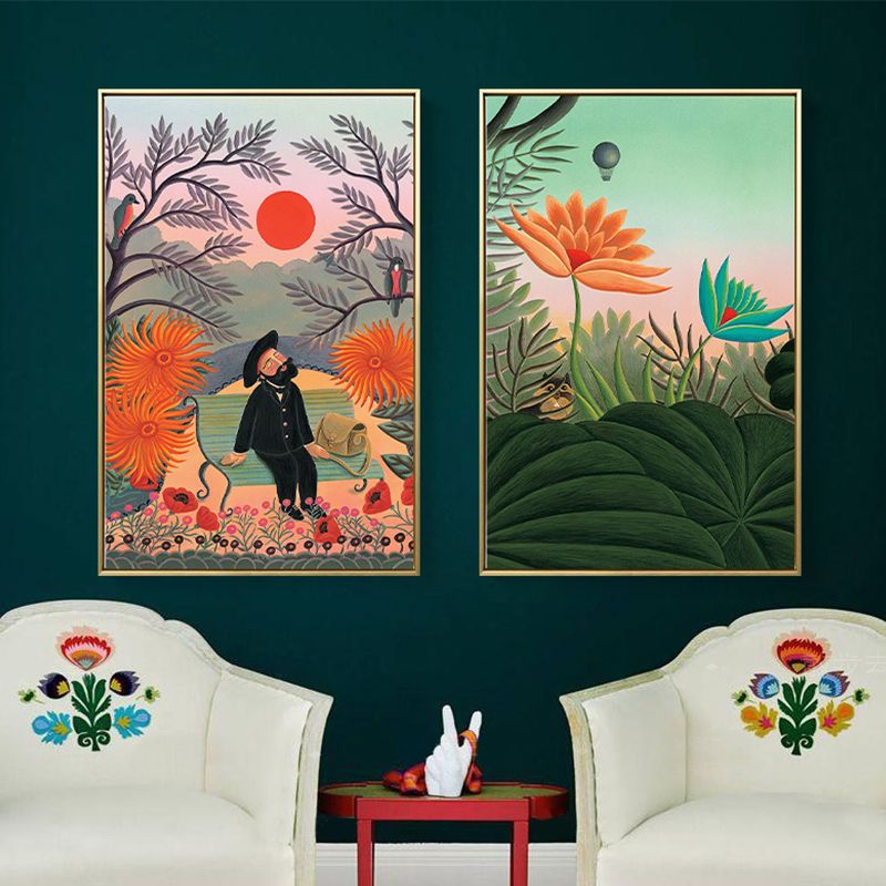 Kids Fantasy Flowers Painting Soft Color Textured Canvas Wall Art for Boys Bedroom