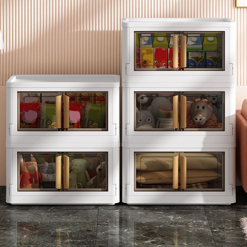 White Storage Cabinet Contemporary Hinged Wardrobe Cabinet for Bedroom