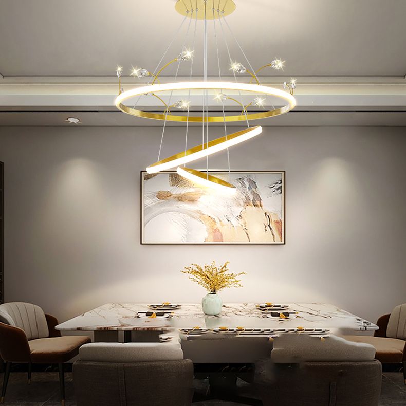 Gold Iron Hanging Pendant Lights Contemporary Hanging Lamps for Dining Room