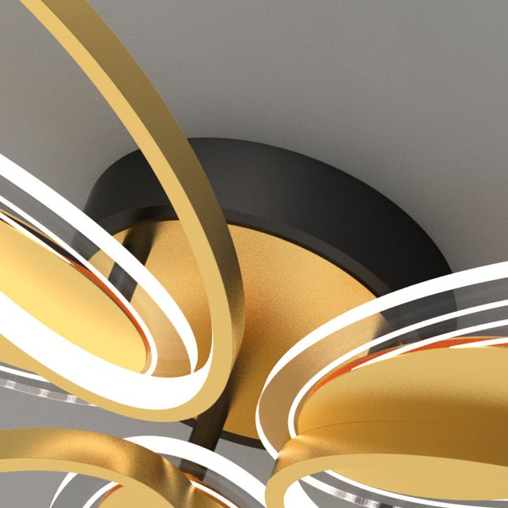 Forma de la flor de metal al ras del techo de techo moderno múltiples luces de montaje al ras en oro