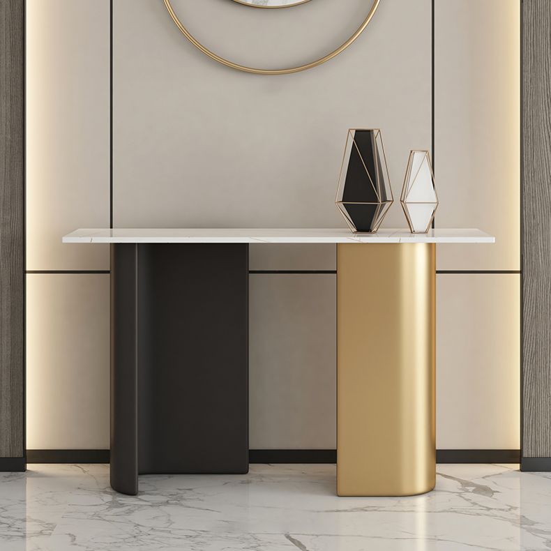 Glam Console Table Stone Rectangle Accent Table , 13.78-inch Wide