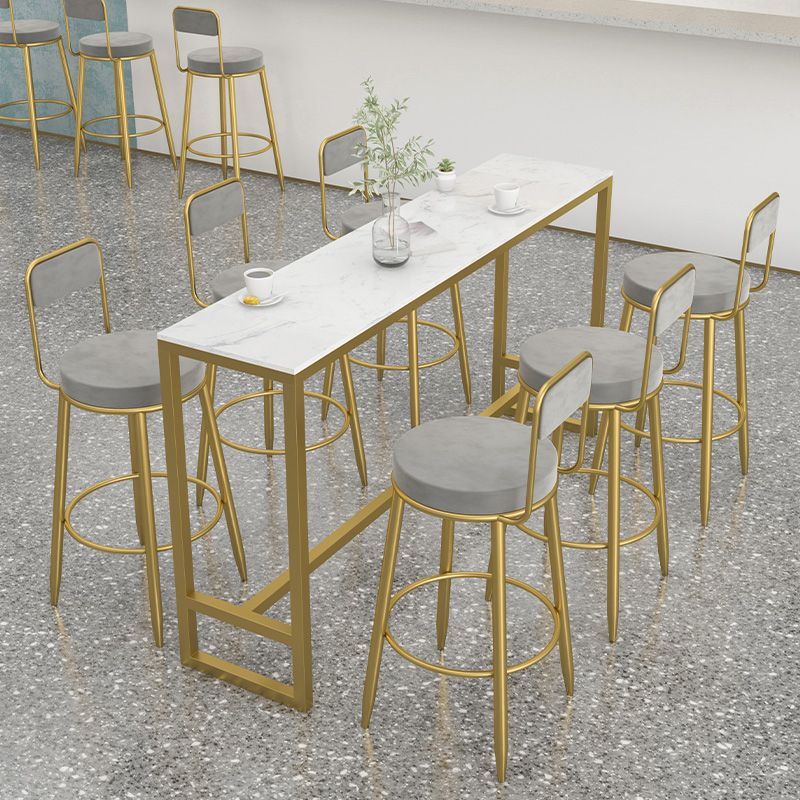 Round Upholstered Dining Stools Armless Bar Stools with Footrest
