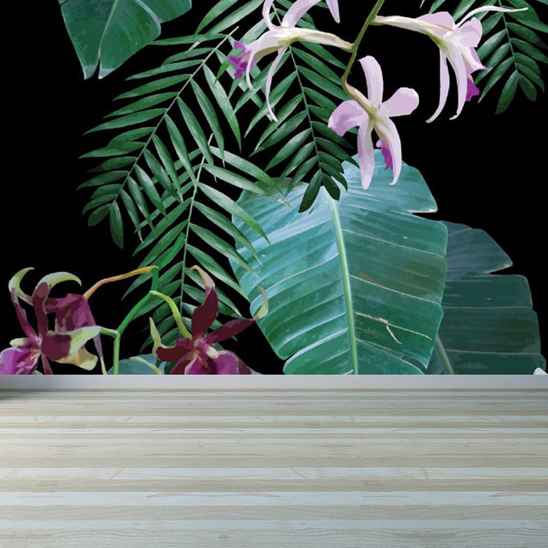 Water Resistant Botanical Wall Mural Non-Woven Tropical Wall Decor for Dining Room