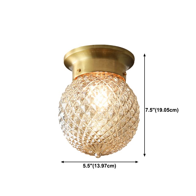 One-Light Antique Ceiling Light Brass Metal Ceiling Mounted Fixture