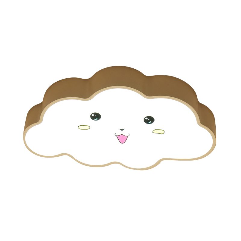 Nursery LED Ceiling Light Fixture Cartoon White Flush Mount with Cloud Acrylic Shade