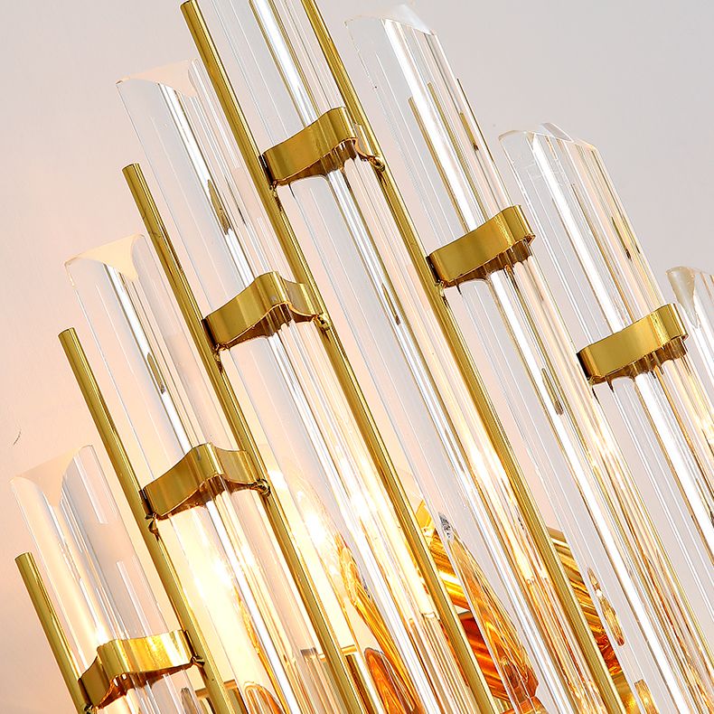 Geometric Gold Wall Lamp in Modern Creative Style Wrought Iron Wall Sconce with Crystal Shade