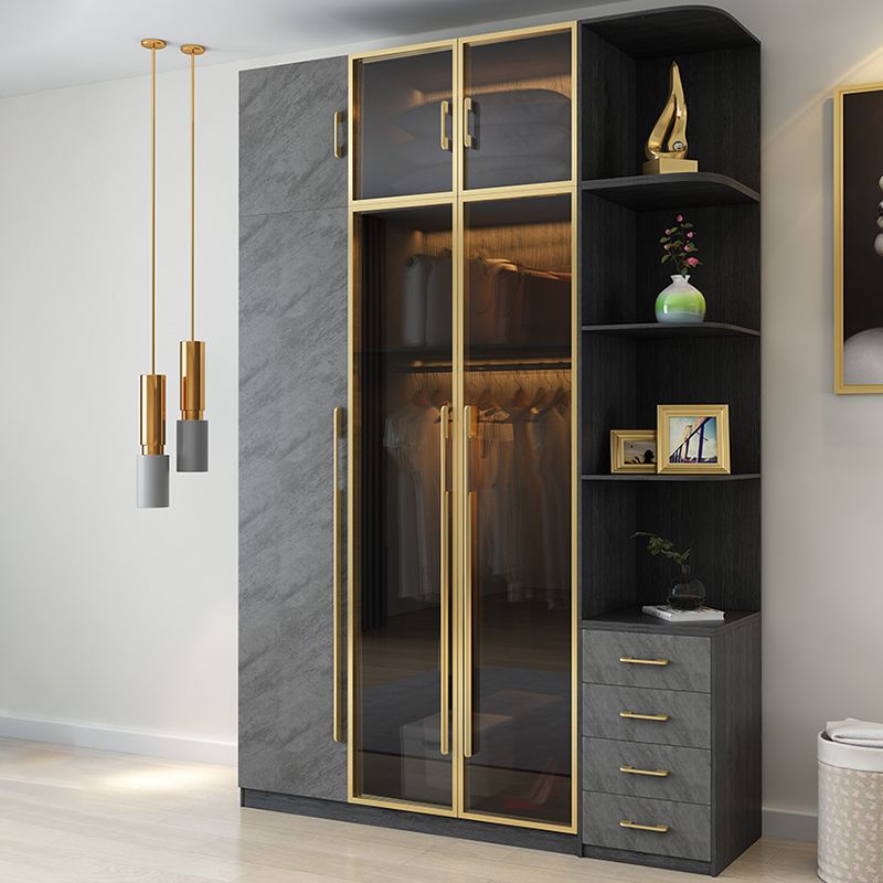 Modern Wardrobe Closet With Drawer Hinged Wardrobe Armoire for Home