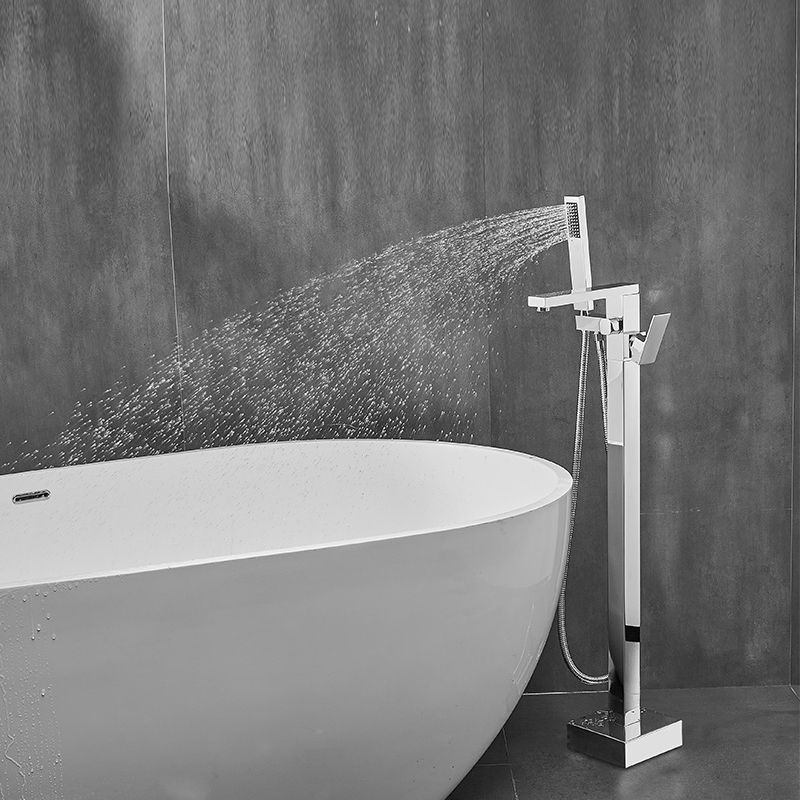 Floor Mounted Metal Freestanding Tub Filler Swivel High Arc Freestanding Faucet