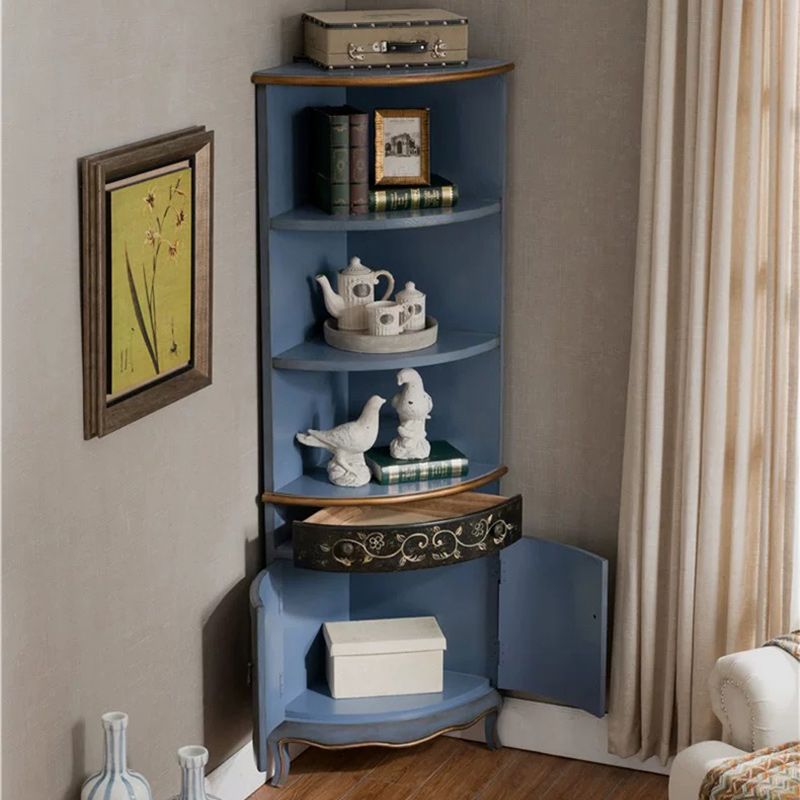 70.9" Tall Distressed Wood Corner Cabinet 1 - Drawers and 2 - Door Chest