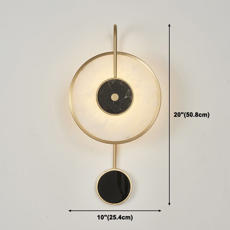 Contemporary Gold Marble Wall Mounted Lighting 1-Light Wall Sconce for Living Room