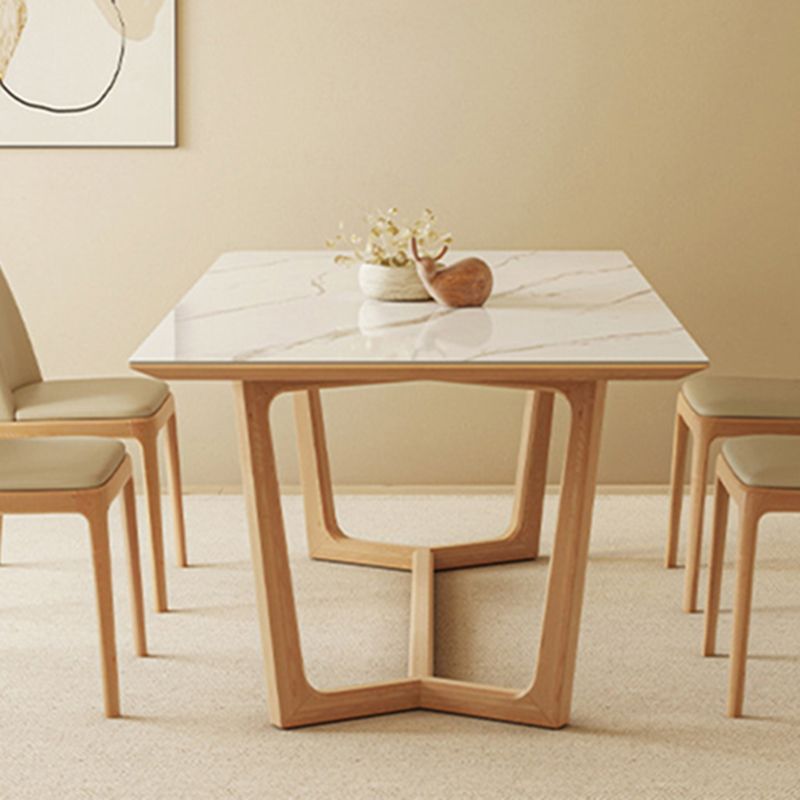 Industrial Dining Room Table Rectangle Stone Dining Site Table in White