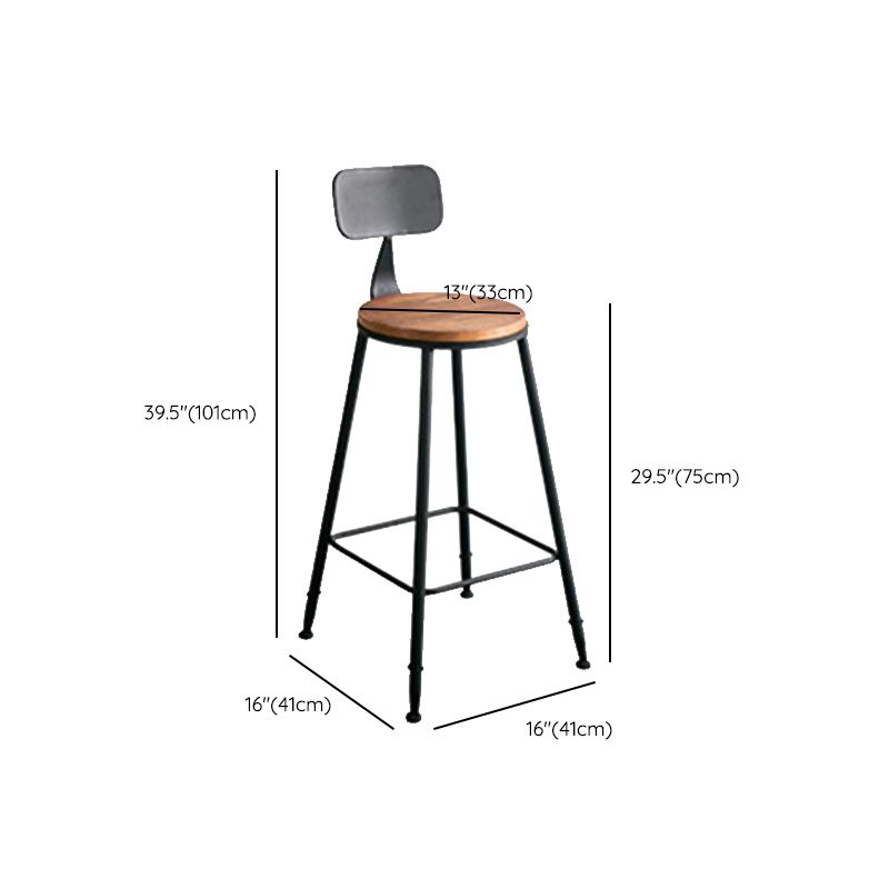 Contemporary Armless Bar Stools Solid Wood Barstool with Footrest