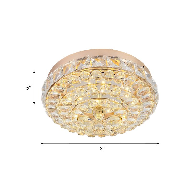Modern Stylish Blossom Mini Flush Mount Crystal Integrated LED Ceiling Lighting in Gold, Warm/White Light