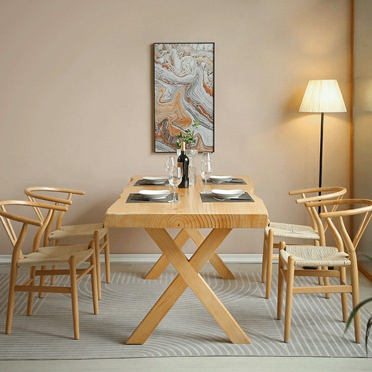 Contemporary Solid Wood Dining Table Double Pedestal Dining Table