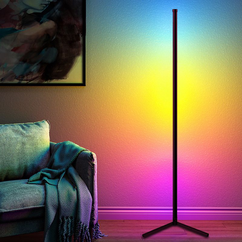 Tube Floor Light Modern Style Metal 1 Light Floor Light Fixtures in Black