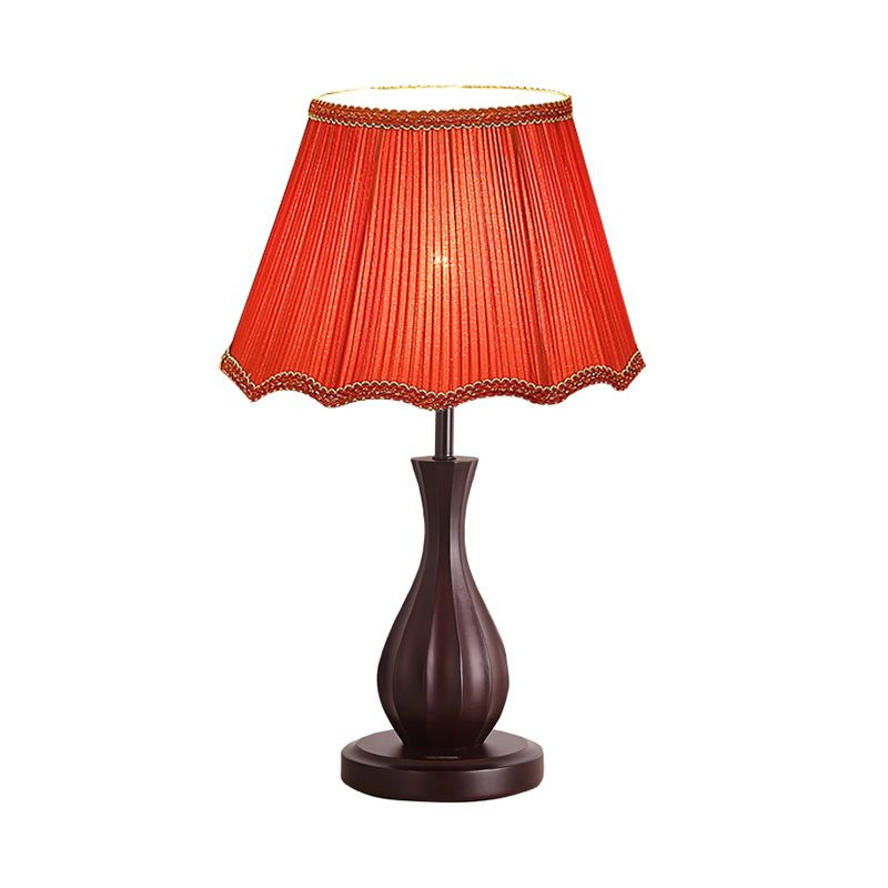 Rood/wit conische schaduw bureau licht vintage stijl stof 1 lichte logeerkamer nachttafellamp