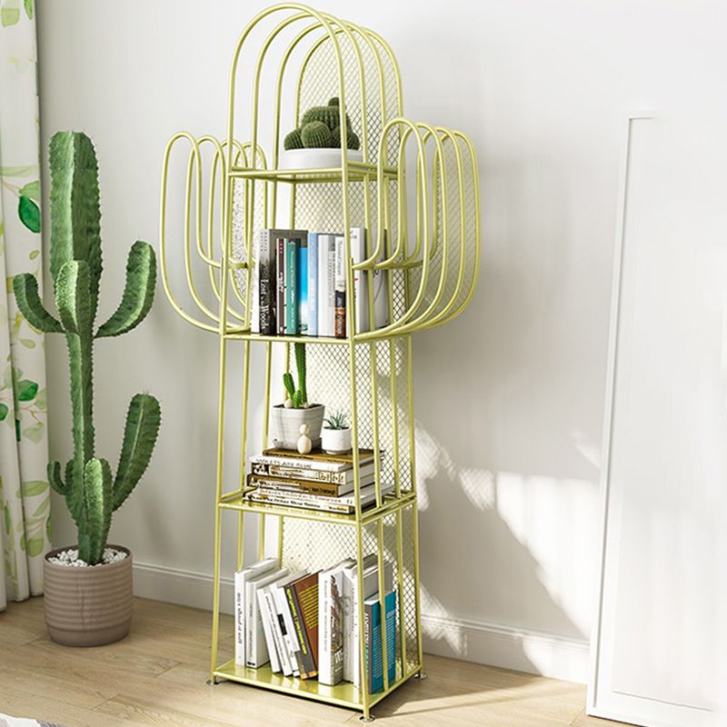 Glam Style Metal Bookshelf 4-shelf Closed Back Bookcase for Home