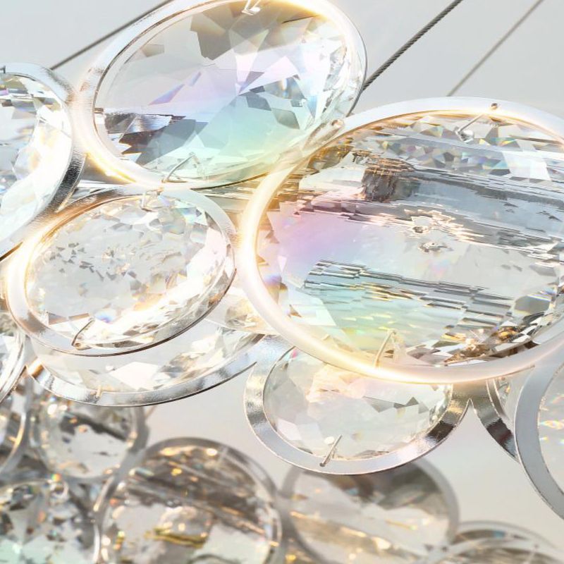 Modern Style Hanging Lights Round Crystal Chandelier in Clear for Living Room