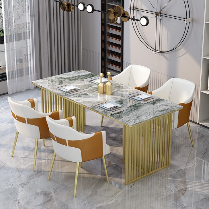 Glam 1/2/5/7 Pieces Dinette Set Sintered Stone Dining Furniture Set with Leather Chairs