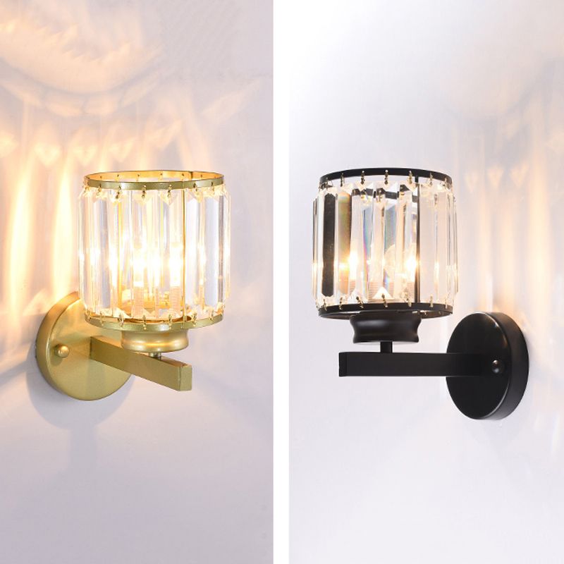 Crystal Half Cylinder Shape Wall Light Modern 1 Light Wall Light Sconce