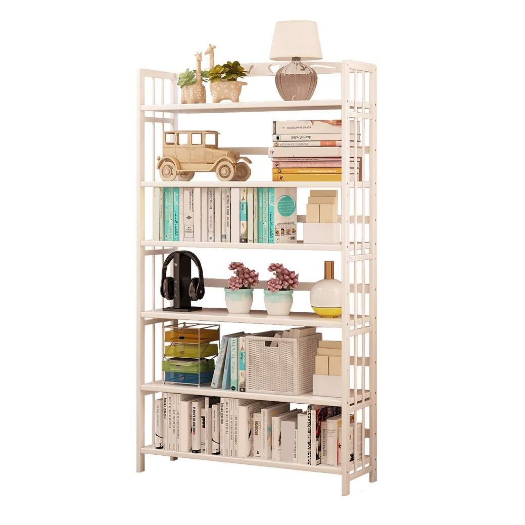 White Manufactured Etagere Bookshelf Modern Open Vertical Bookcase