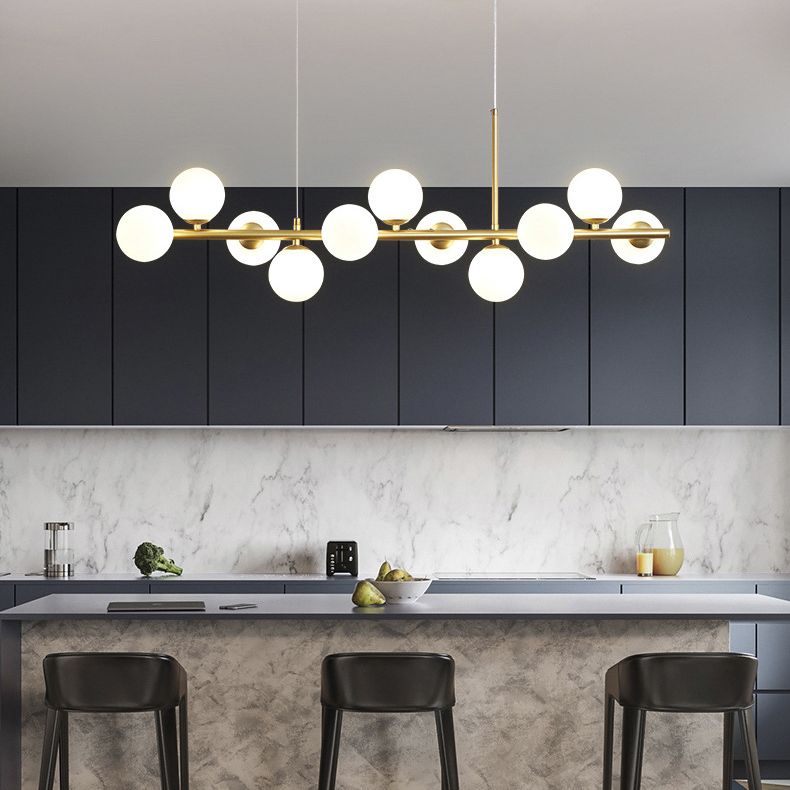 Round Island Chandelier Lights Contemporary Glass Chandelier Lighting Fixtures for Dining Table