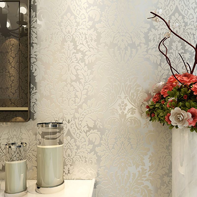 European Jacquard Wallpaper Roll for Living Room 57.1-sq ft Wall Art in Pastel Color