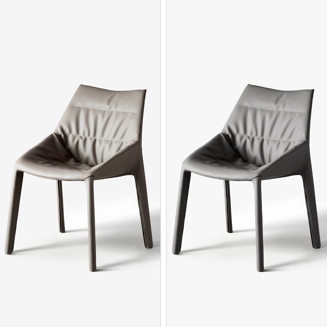 Modern Gray Dining Side Chair Faux Leather Armless Dining Chairs