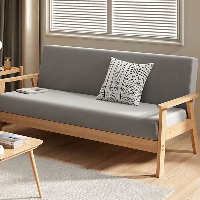 Fabric Square Arm Slipcovered 2/3 Seat Sofa with Wooden Based