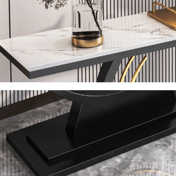 Contemporary Stone Console Accent Table Rectangle End Table for Hall