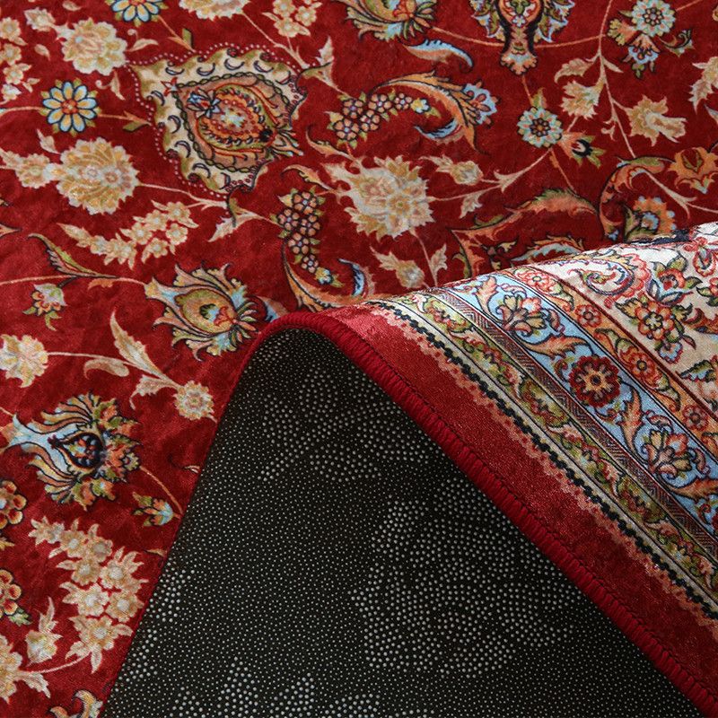 Red Retro Teppich Mischung Graphic Teppich Färbung Resistenter Teppich für Wohnzimmer