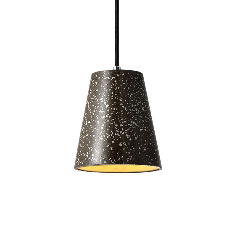 Concrete Cone Pendant Lighting Simplicity 1 Light Black/White/Brown Hanging Light