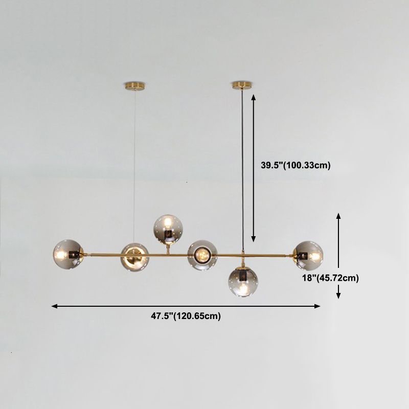 4 / 6 - Light Ceiling Pendant Fixture Metal and Glass Ball Shade Kitchen Island Light