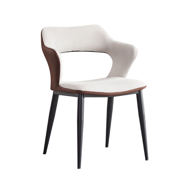 Sillas de comedor con respaldo abierto, sillones de comedor tapizados con patas de metal (juego de 2)