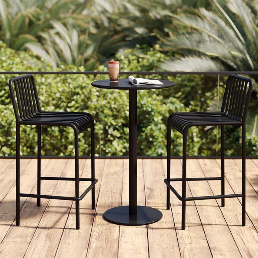 Modern Outdoor Bar Height Set 1/2/3/4 Pcs Metal Matte Finish Bar Set