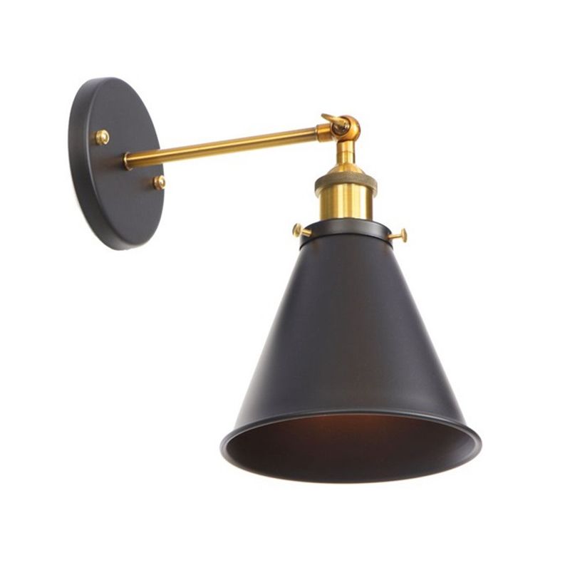 Metalen rechte arm Wandverlichting Fabriek fabriek 1 lamp eetkamer muur gemonteerd licht in zwart en messing