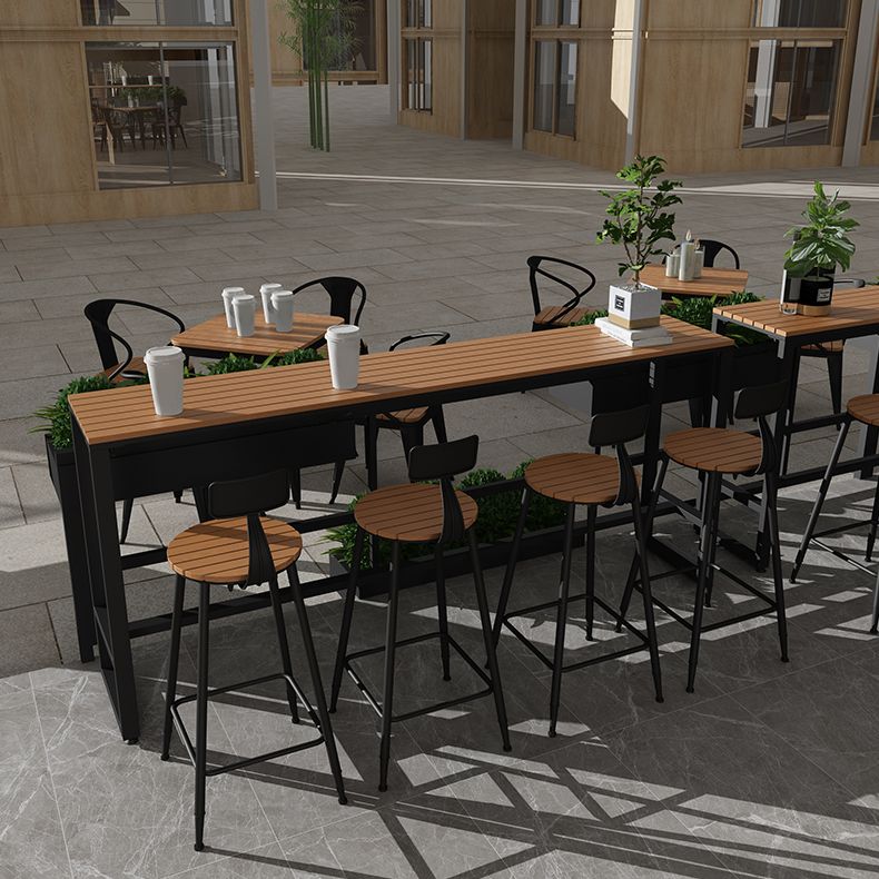 Fuax Wood Industrial Bar Table Rectangle Water Resistant Patio Table