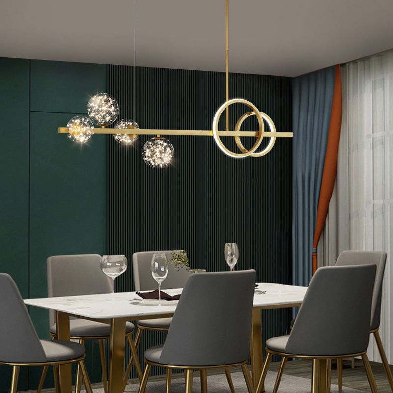 Nordic Modernes Esskronleuchter Lampe Runde Glasschatten LED Hängende Lampenvorrichtung