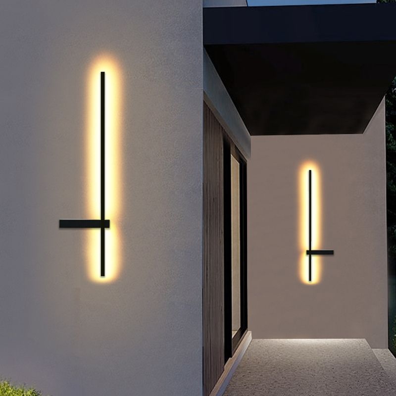 Luz de pared de aluminio moderna Maledina de pared LED recta minimalista en negro para al aire libre