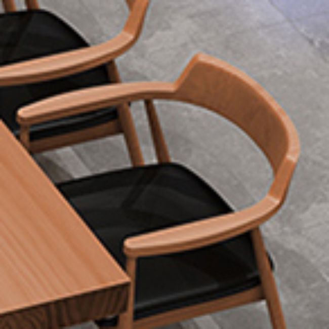 Contemporary Arm Dining Chairs Upholstered Dining Chairs with Wood Base