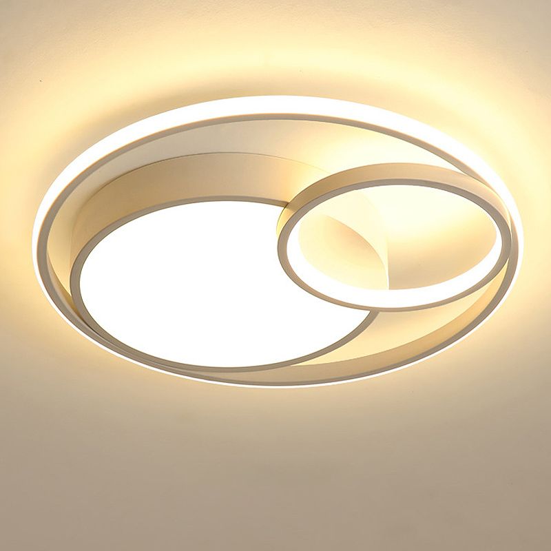 Acrylic Ring Shape Flushmount Lighting Modern Stylish LED Gray/White/Black and White Ceiling Lamp in Warm/White/3 Color Light