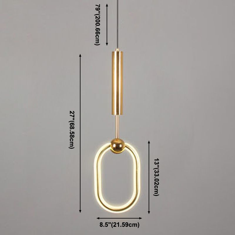 Geometric Metal Pendant Light Kit Simplicity Style LED Gold Hanging Ceiling Light