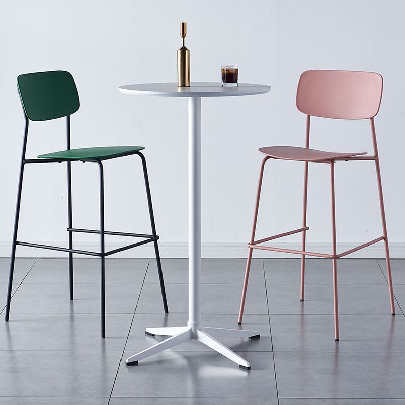 Modern Backrest Armless Counter Stool Iron Pub Stool with Plastic Cushion